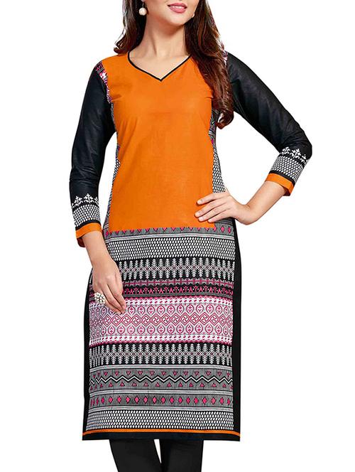 orange cotton combos kurti - 12277577 - Very Small Image - 1