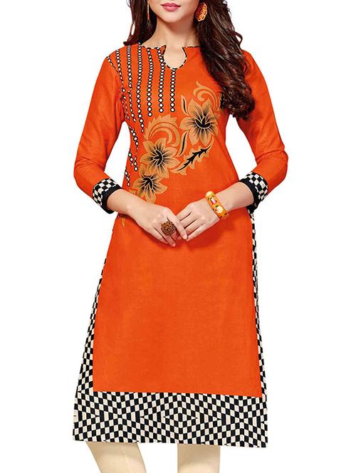 orange cotton combos kurti - 12277579 - Very Small Image - 1