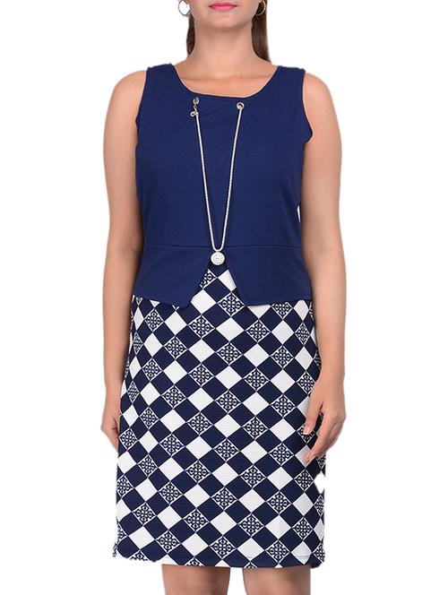navy blue printed cotton dress - 12277808 - Very Small Image - 1