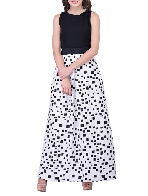white geometric printed crepe dress - 12278443 - Very Small Image - 1
