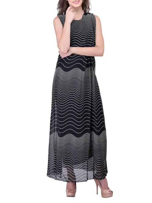 black printed georgette dress - 12278448 - Very Small Image - 1