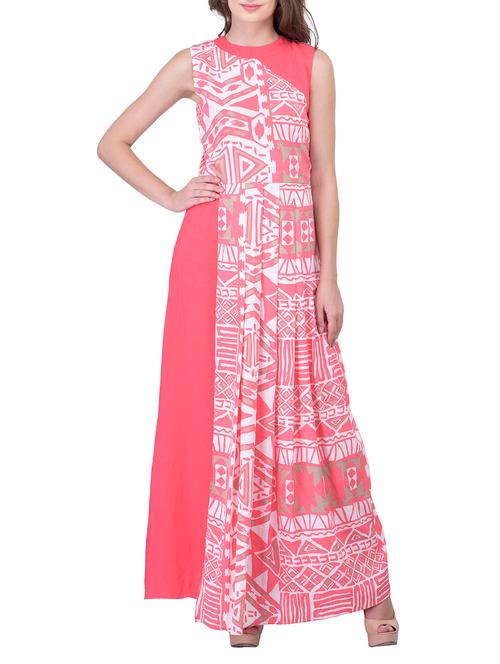pink printed georgette dress - 12278452 - Very Small Image - 1