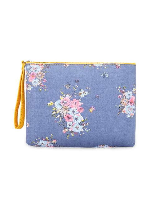 blue floral printed cotton pouch - 1228512 - Very Small Image - 1