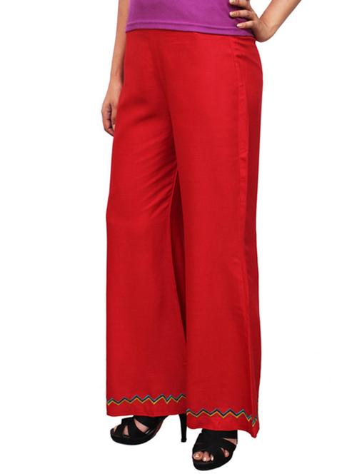 red rayon palazzos - 12290912 - Very Small Image - 1