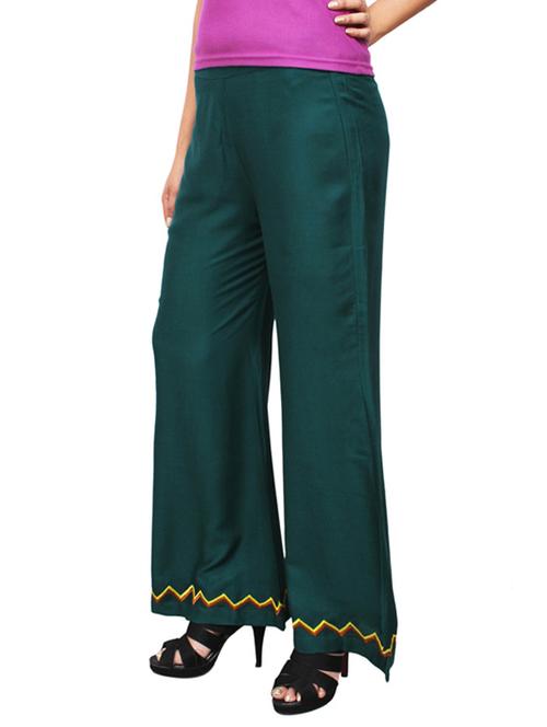 dark green rayon palazzo - 12290918 - Very Small Image - 1