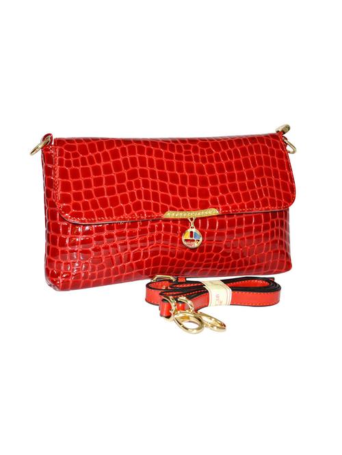 red leatherette textured clutch cum sling - 12290961 - Very Small Image - 1
