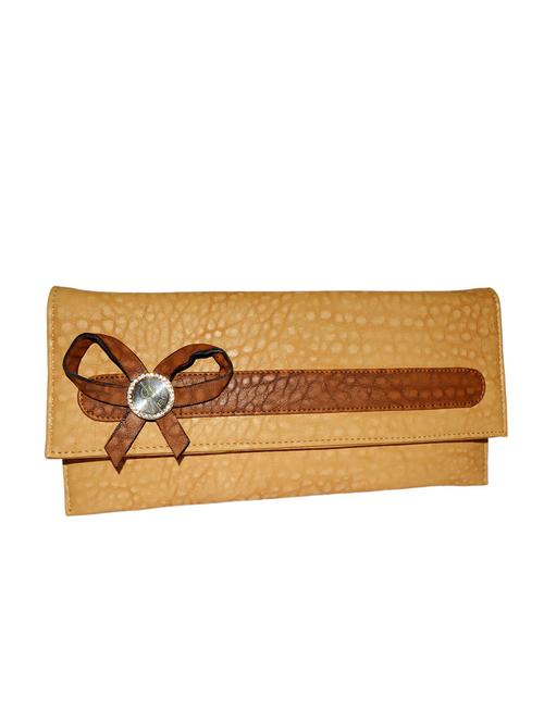 yellow leatherette textured clutch cum sling - 12290966 - Very Small Image - 1