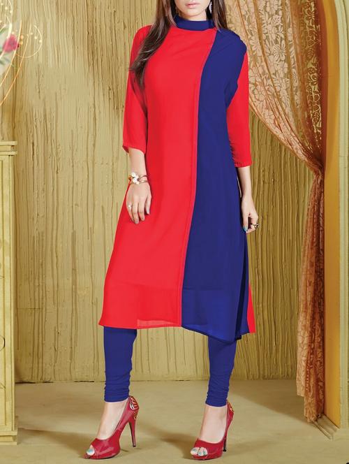 red georgette kurti - 12291473 - Very Small Image - 1