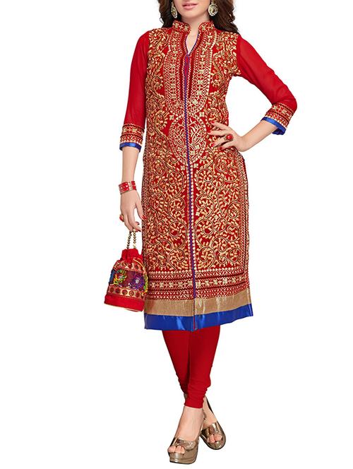 red georgette kurti - 12291526 - Very Small Image - 1
