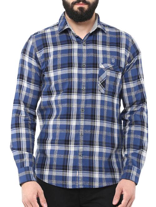 blue cotton casual shirt - 12292533 - Very Small Image - 1