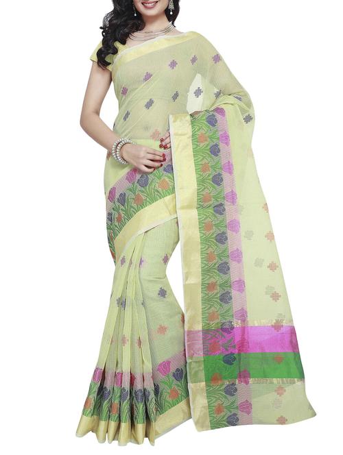 green cotton kota doria saree with blouse - 12292953 - Very Small Image - 1