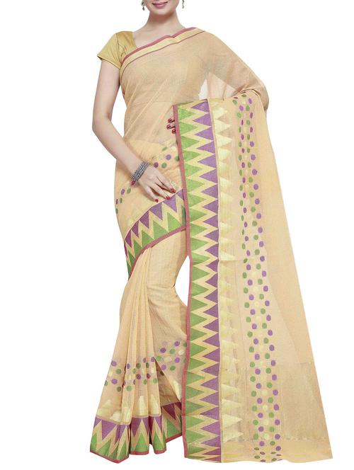 orange cotton kota doria saree with blouse - 12292955 - Very Small Image - 1