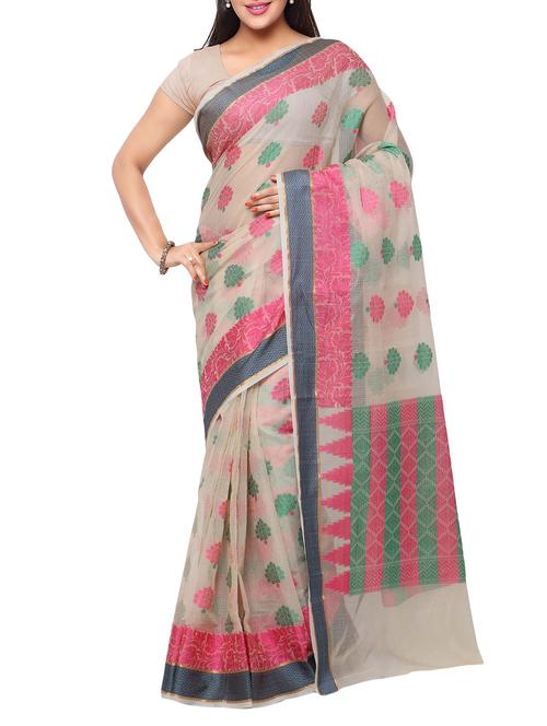 grey cotton kota doria saree with blouse - 12292961 - Very Small Image - 1