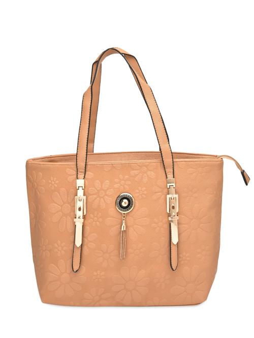 beige faux leather printed handbag - 1229322 - Very Small Image - 1