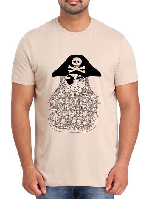beige printed cotton t-shirt - 12296925 - Very Small Image - 1