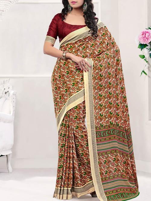 multicolored pasmina silk printed saree with blouse - 12298620 - Very Small Image - 1