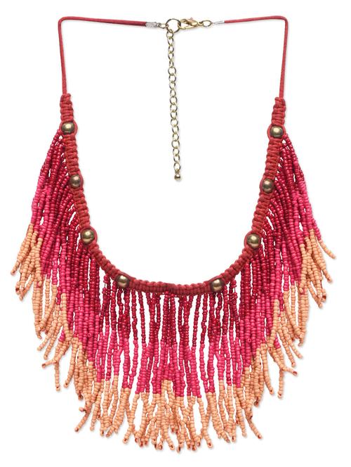 triple color beaded fringe necklace - 1229924 - Very Small Image - 1