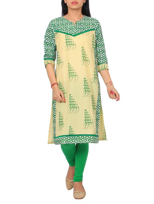 yellow cotton straight kurta - 12299746 - Very Small Image - 1