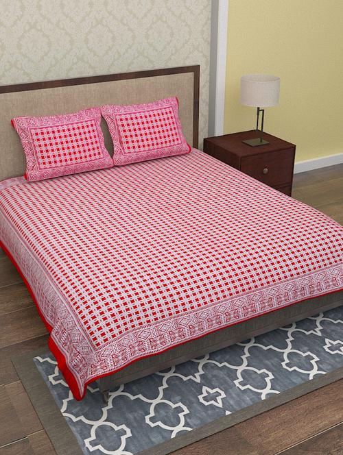 chokor jaipuri cotton double bedsheet with 2 pillow covers - 12300467 - Very Small Image - 1