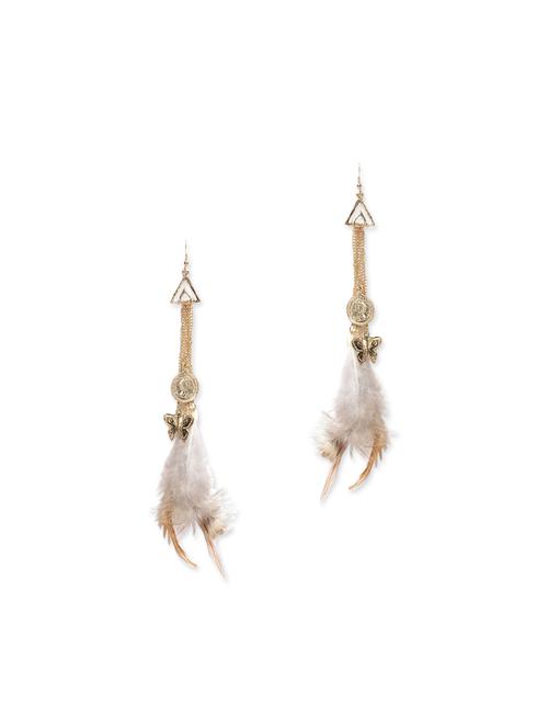gold metal drop earring - 12300647 - Very Small Image - 1