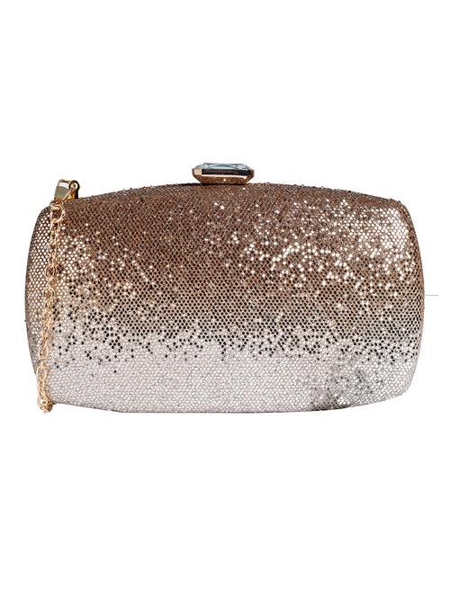 gold leatherette clutch with sling - 12302477 - Very Small Image - 1