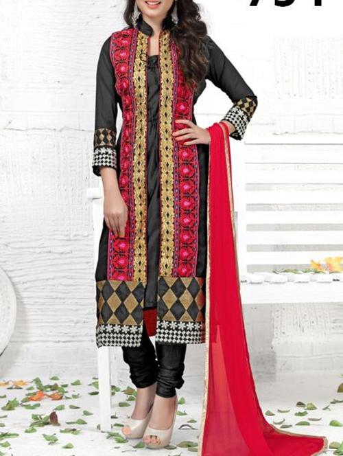 red georgette semistitched suit - 12303325 - Very Small Image - 1