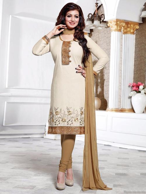 white cotton semistitched suit - 12303366 - Very Small Image - 1
