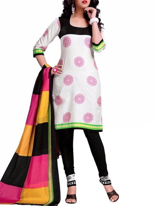 white cotton semistitched suit - 12303379 - Very Small Image - 1