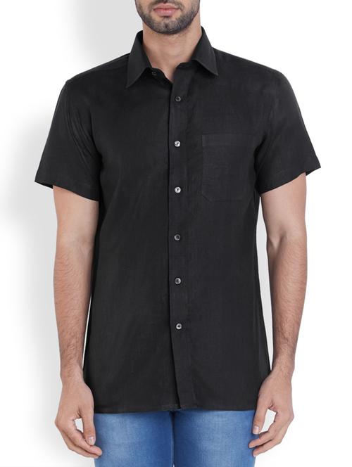 black linen casual shirt - 12304188 - Very Small Image - 1