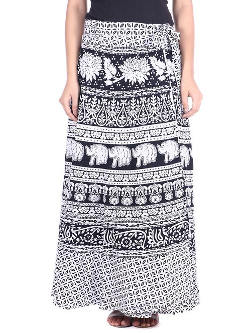 monochrome cotton wrap skirt - 12306263 - Very Small Image - 1