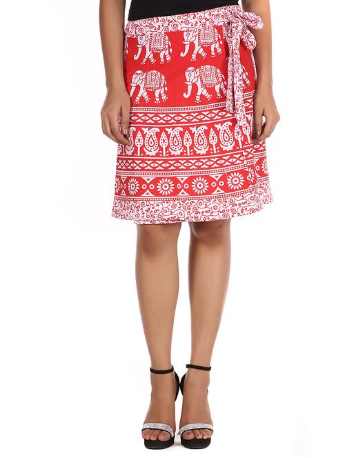 red cotton skirt - 12306274 - Very Small Image - 1