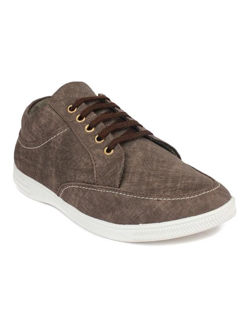 brown synthetic lace up sneakers - 12308148 - Very Small Image - 1