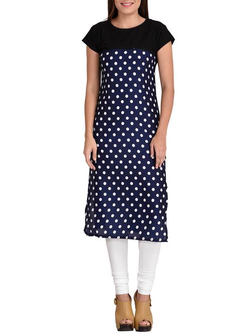 blue crepe regular kurta - 12308764 - Very Small Image - 1