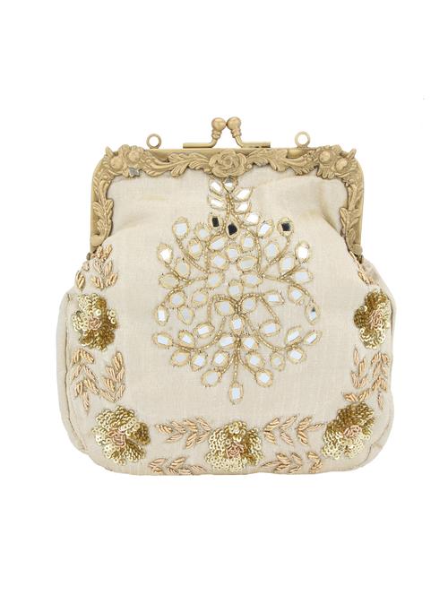 white silk embellished clutch cum sling - 12309527 - Very Small Image - 1