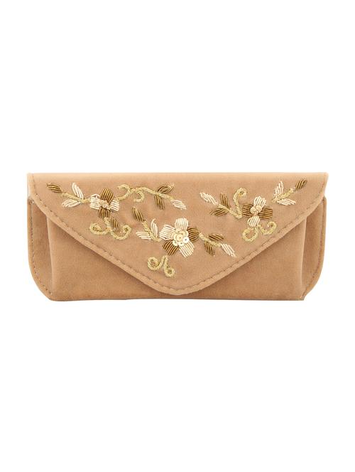 beige synthetic leather embellished clutch - 12309531 - Very Small Image - 1