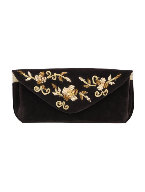 black synthetic leather embellished clutch - 12309532 - Very Small Image - 1