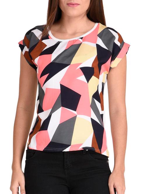 multi colored crepe top - 12309831 - Very Small Image - 1