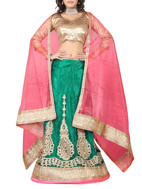 green net embroidered lehenga - 12313520 - Very Small Image - 1