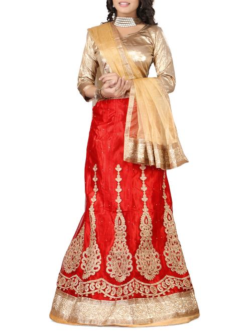 red net embroidered lehenga - 12313523 - Very Small Image - 1