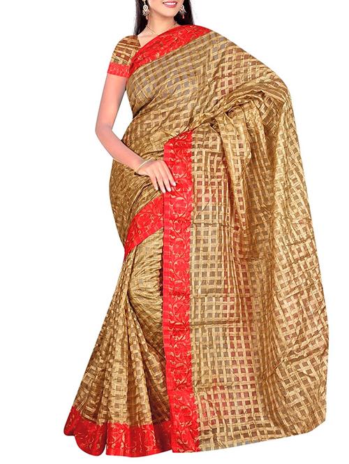 red cotton printed saree with blouse - 12313588 - Very Small Image - 1