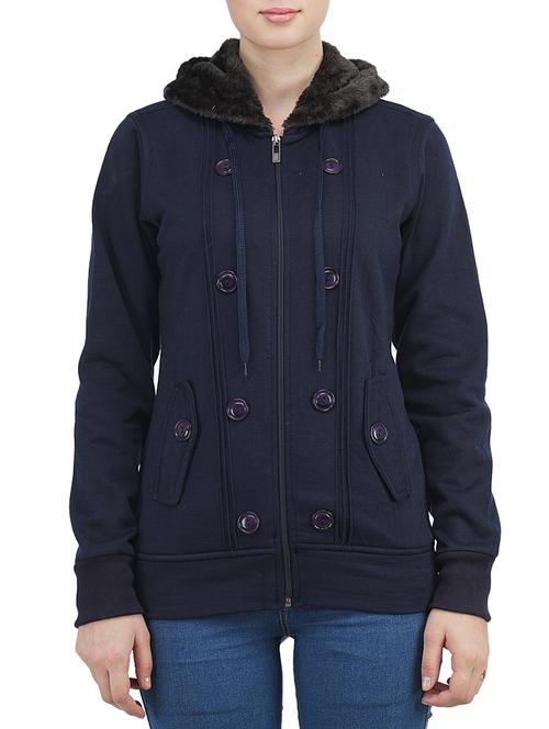 navy blue fleece hoodie jacket - 12315072 - Very Small Image - 1