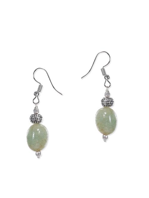 green silver plated drop earring - 12317076 - Very Small Image - 1
