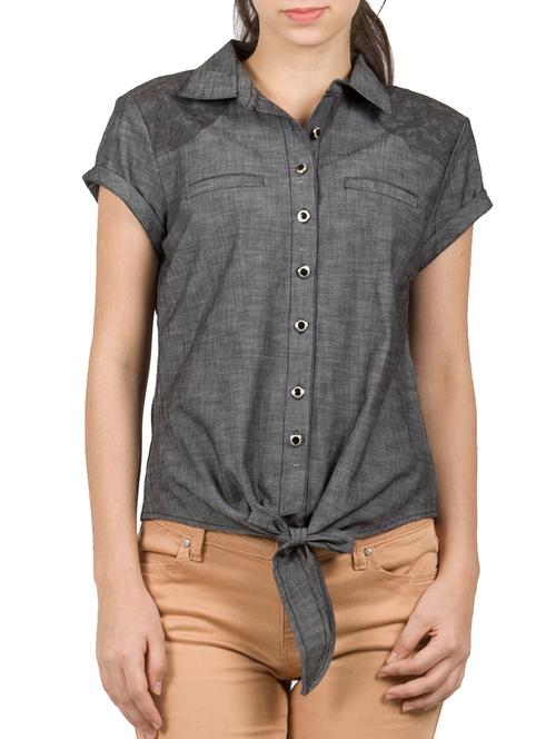 grey denim regular shirt - 12323569 - Very Small Image - 1
