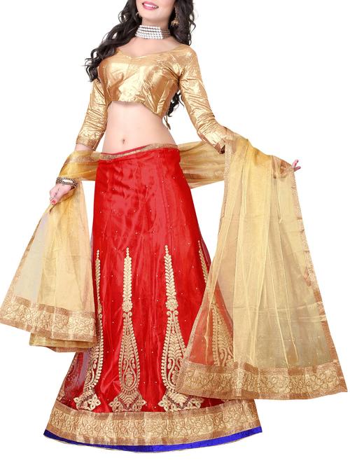 red net aline lehenga - 12323956 - Very Small Image - 1