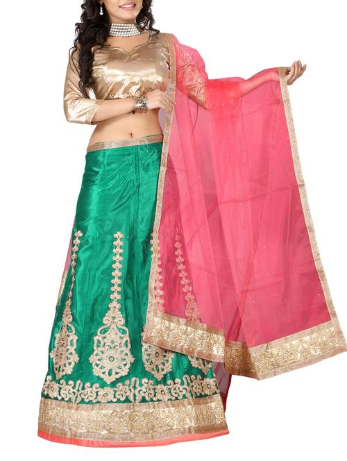 green net aline lehenga - 12323965 - Very Small Image - 1