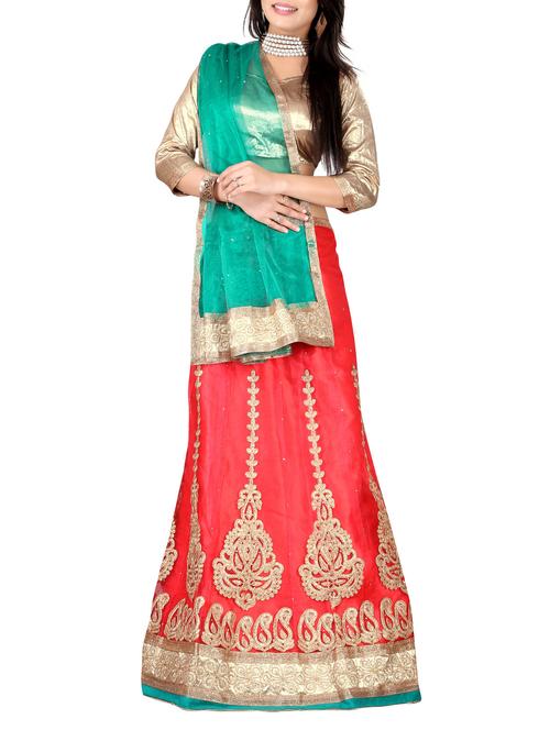 red net aline lehenga - 12323975 - Very Small Image - 1