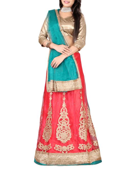 red net aline lehenga - 12323980 - Very Small Image - 1
