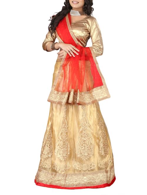 beige net aline lehenga - 12323982 - Very Small Image - 1