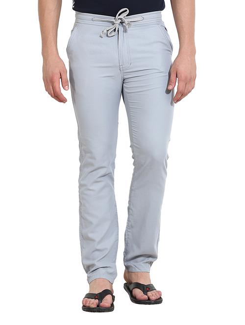 grey cotton full length track pant - 12324177 - Very Small Image - 1