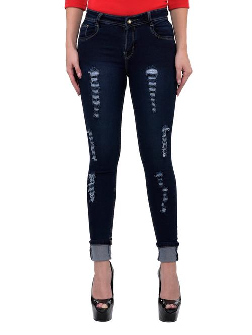 women's distress slim fit jeans - 12327964 - Very Small Image - 1